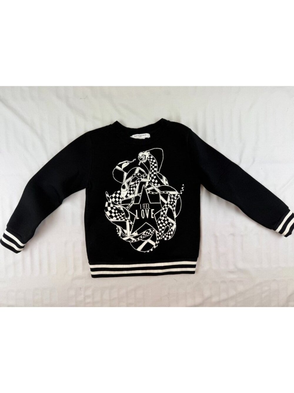Givenchy Kids "I Feel Love" Checkerboard Snake Sweatshirt Size 6